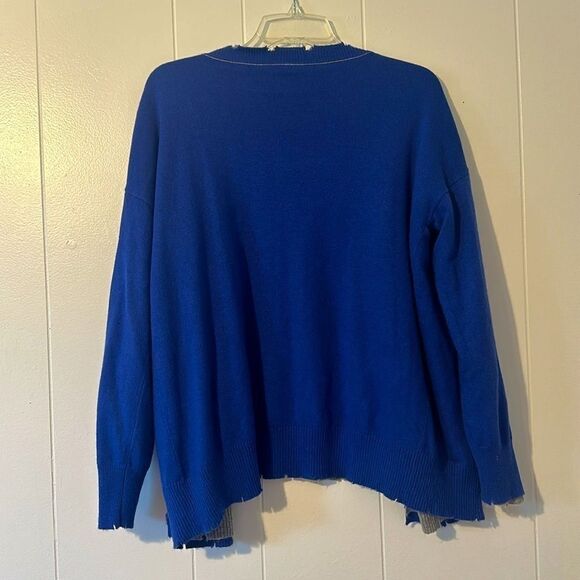 FATE Reversable Distressed Oversized Cardigan Small medium Gray Blue - Picture 8 of 15